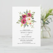 Invitation Dîner de répétition Mariage à la florale rose rous (Debout devant)