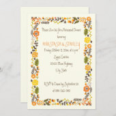 Invitation Dîner de répétition mariage à la frontière florale (Devant / Derrière)