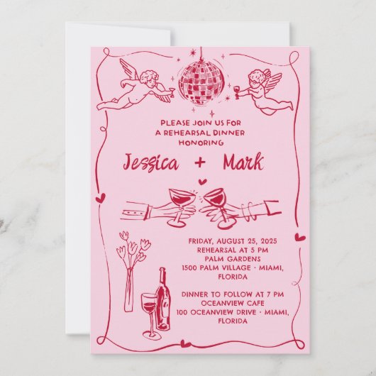 Invitation Dîner de répétition Mariage à main (Devant)