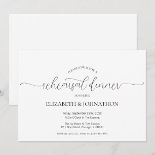 Invitation Dîner de répétition Mariage à script minimal simpl
