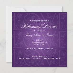 Invitation Dîner de répétition Mariage Amour Flourdissant vio
