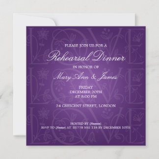 Invitation Dîner de répétition Mariage Amour Flourdissant vio