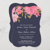 Invitation Dîner de répétition Mariage Aquarelle Fleurs Roses (Devant / Derrière)