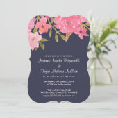 Invitation Dîner de répétition Mariage Aquarelle Fleurs Roses (Debout devant)