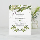 Invitation Dîner de répétition Mariage aquarelle verdoyante (Debout devant)