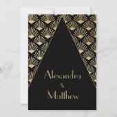 Invitation Dîner de répétition Mariage Art déco Black Gold (Dos)