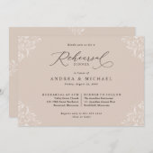 Invitation Dîner de répétition Mariage au champagne élégant (Devant / Derrière)