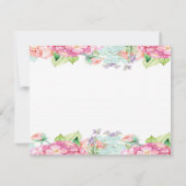 Invitation Dîner de répétition Mariage aux fleurs d'aquarelle (Dos)