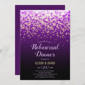 Invitation Dîner de répétition mariage aux lumières pétillant (Devant / Derrière)