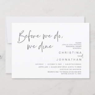 Invitation Dîner De Répétition mariage, Avant Nous, Nous Dîno