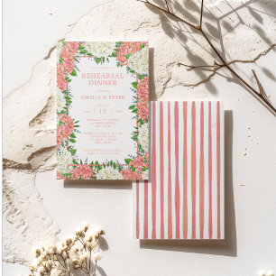 Invitation Dîner de répétition Mariage avec des rayures roses