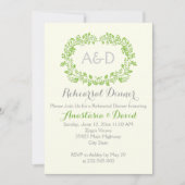 Invitation Dîner de répétition mariage avec initiales de feui (Devant)