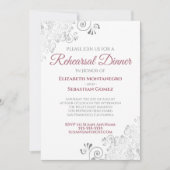 Invitation Dîner de répétition Mariage avec Rose poussiéreux  (Devant)