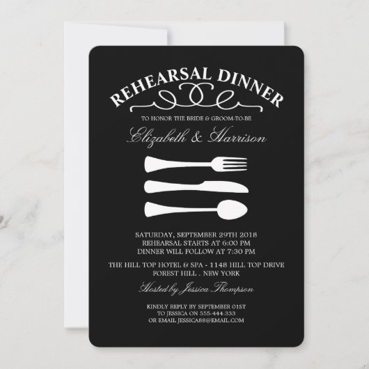 Invitation Dîner de répétition Mariage blanc (Devant)