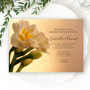 Invitation Dîner de répétition Mariage blanc double jonquille
