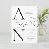 Invitation Dîner de répétition Mariage blanc Duogramme (Debout devant)