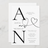 Invitation Dîner de répétition Mariage blanc Duogramme (Devant / Derrière)