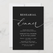 Invitation Dîner de répétition Mariage blanc et noir (Devant)