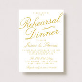 Invitation Dîner de répétition Mariage blanc et or fantaisie