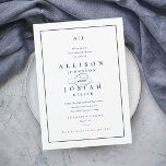 Invitation Dîner de répétition Mariage bleu élégant de la Mar<br><div class="desc">Cet élégant dîner de répétition Mariage bleu de la Marine est un classique. Il est simple et polyvalent. Il présente un design chic blanc et bleu marine avec un monogramme, des détails de script, un cadre simple et un texte formel modifiable. Cliquez sur le bouton Modifier pour customiser cette conception....</div>