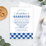 Invitation Dîner de répétition Mariage bleu En vichy barbecue<br><div class="desc">Un dîner de répétition mariage moderne rustique invitation pour un événement décontracté jardin barbecue. Couleurs profondes de design bleu et blanc avec en vichy motif en plaid.</div>