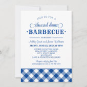 Invitation Dîner de répétition Mariage bleu En vichy barbecue (Devant)