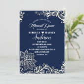 Invitation dîner de répétition mariage bleu marine (Debout devant)