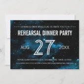 Invitation Dîner de répétition Mariage Blue Galaxy (Devant)