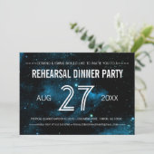 Invitation Dîner de répétition Mariage Blue Galaxy (Debout devant)