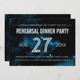 Invitation Dîner de répétition Mariage Blue Galaxy
