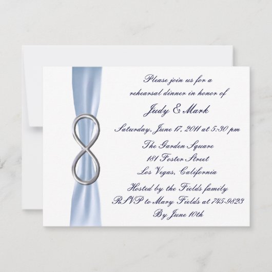 Invitation Dîner de répétition Mariage Blue Infinity Invitati (Devant)