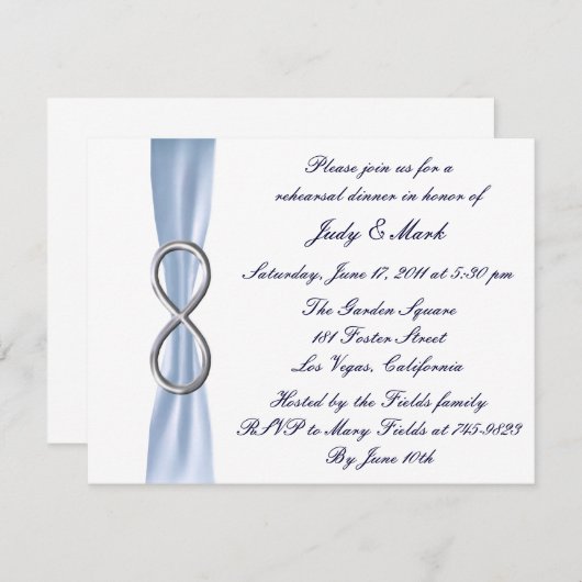 Invitation Dîner de répétition Mariage Blue Infinity Invitati (Devant / Derrière)