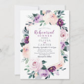 Invitation Dîner de répétition mariage botanique pourpre fleu (Devant)