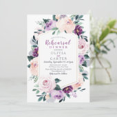 Invitation Dîner de répétition mariage botanique pourpre fleu (Debout devant)