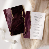 Invitation Dîner de répétition Mariage Burgundy Gold Agate Bl