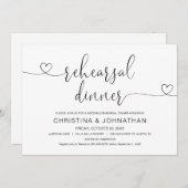 Invitation Dîner de répétition mariage, calligraphie moderne  (Devant / Derrière)