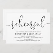 Invitation Dîner de répétition Mariage, calligraphie moderne (Devant / Derrière)