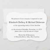 Invitation Dîner de répétition mariage carré rose coeur invit (Dos)