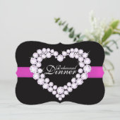 Invitation Dîner de répétition mariage carré rose coeur invit (Debout devant)