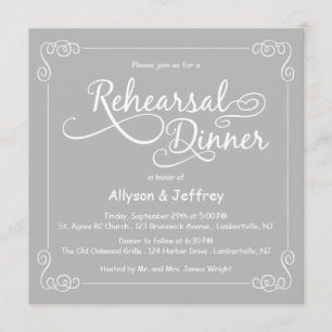 Invitation Dîner de répétition Mariage Chalkboard Grey Invita