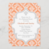 Invitation Dîner de répétition mariage damassé gris, blanc, c (Devant / Derrière)