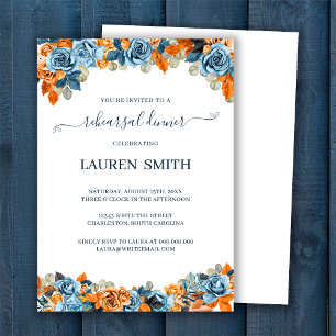Invitation Dîner de répétition Mariage de automne Blue Rust T