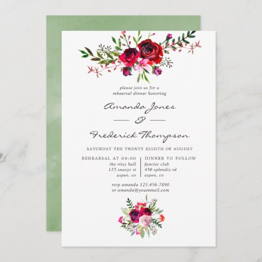 Invitation Dîner de répétition Mariage de automne d'automne (Devant / Derrière)