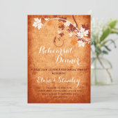 Invitation Dîner de répétition mariage de automne orange feui (Debout devant)