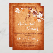 Invitation Dîner de répétition mariage de automne orange feui (Devant / Derrière)