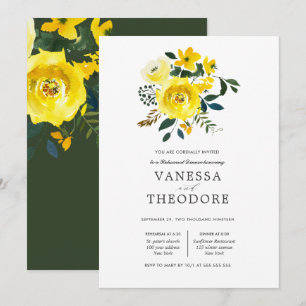 Invitation Dîner de répétition Mariage de bouquet jaune vibre