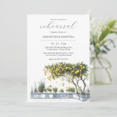 Invitation Dîner de répétition Mariage de citron bleu et jaun (Debout devant)