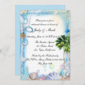 Invitation Dîner de répétition Mariage de coquillages de plag (Devant / Derrière)