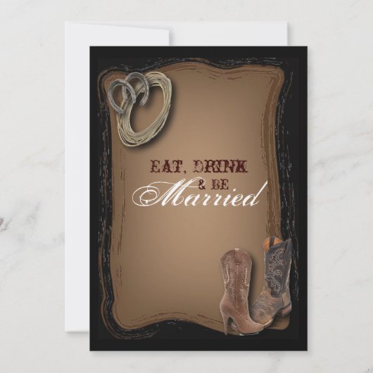 Invitation dîner de répétition mariage de cow-boy du pays occ (Dos)