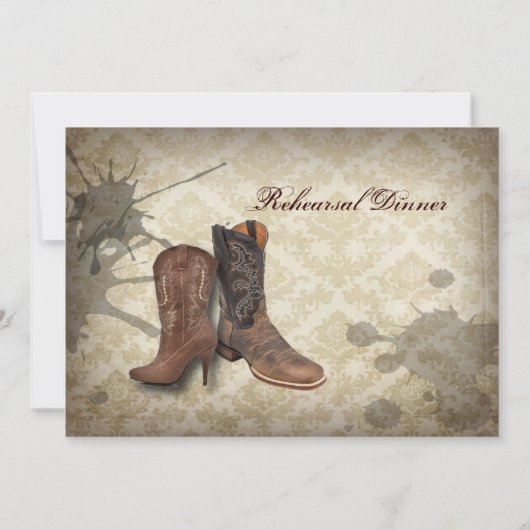 Invitation dîner de répétition mariage de cow-boy du pays occ (Dos)